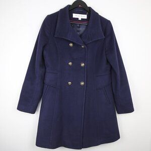 Trina Turk Military Navy Blue Designer Women's Peacoat Jacket Size 10